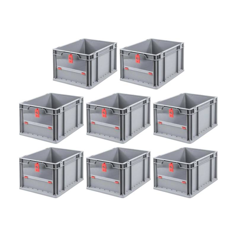 PROREGAL SuperSparSet 8x Eurobox NextGen Insight Cover HxBxT 22 x 30 x 40 20 Liter Niedrig/Rot Eurobehälter Transportbox von PROREGAL