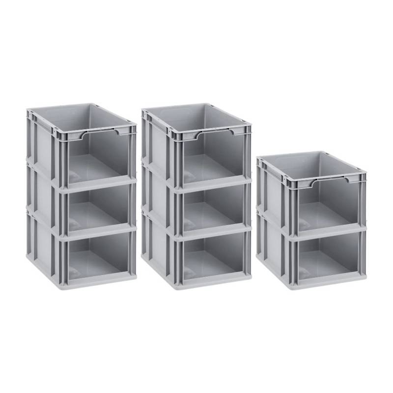 PROREGAL SuperSparSet 8x Eurobox NextGen Store HxBxT 22 x 30 x 40 cm 20 Liter Front Offen Eurobehälter Transportbox von PROREGAL