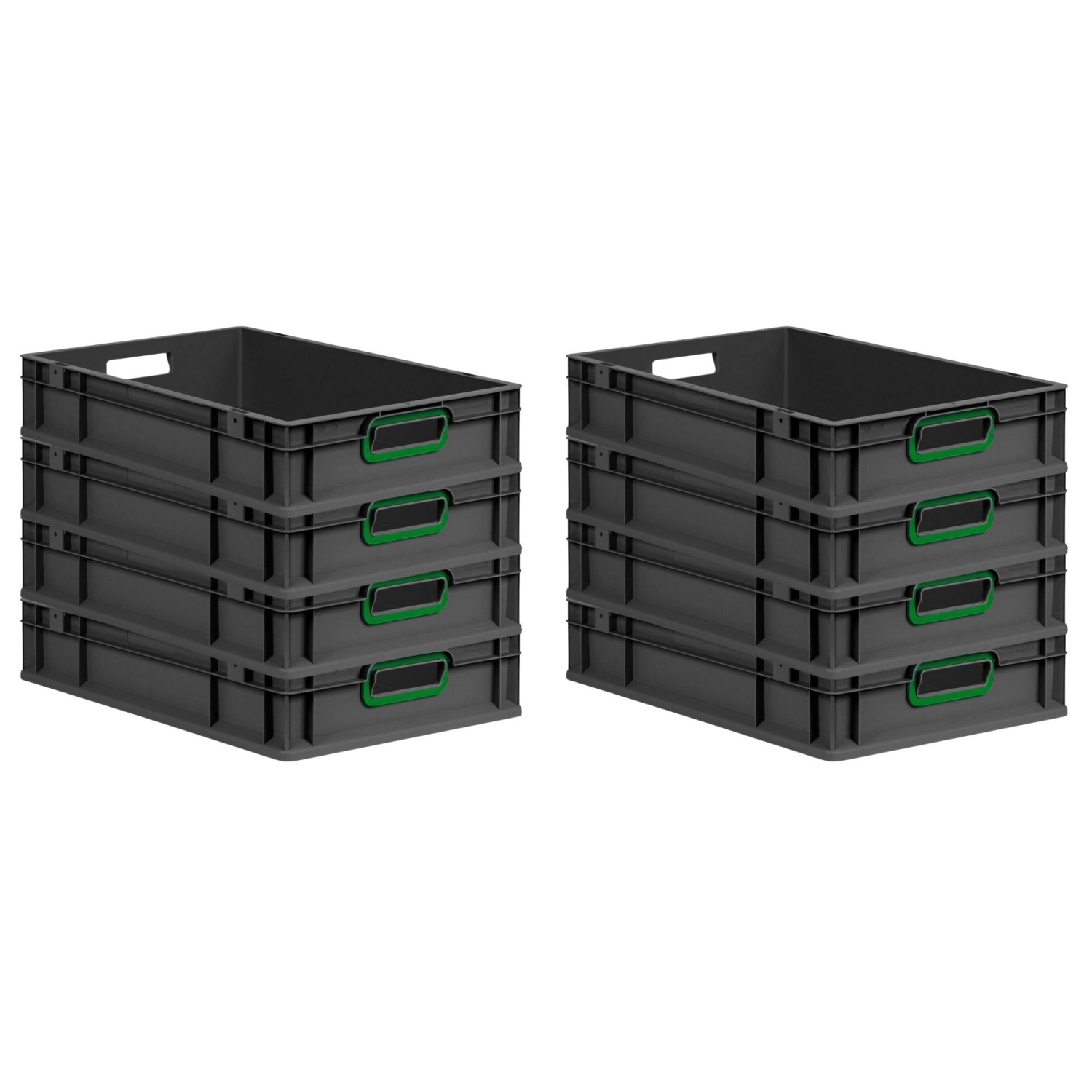 PROREGAL SuperSparSet 8x Eurobox Nextgen Color HxBxT 12x40x60cm 23 Liter Griffe Grün Offen Schwarz Eurobehälter Transportbox Transportbehälter von PROREGAL