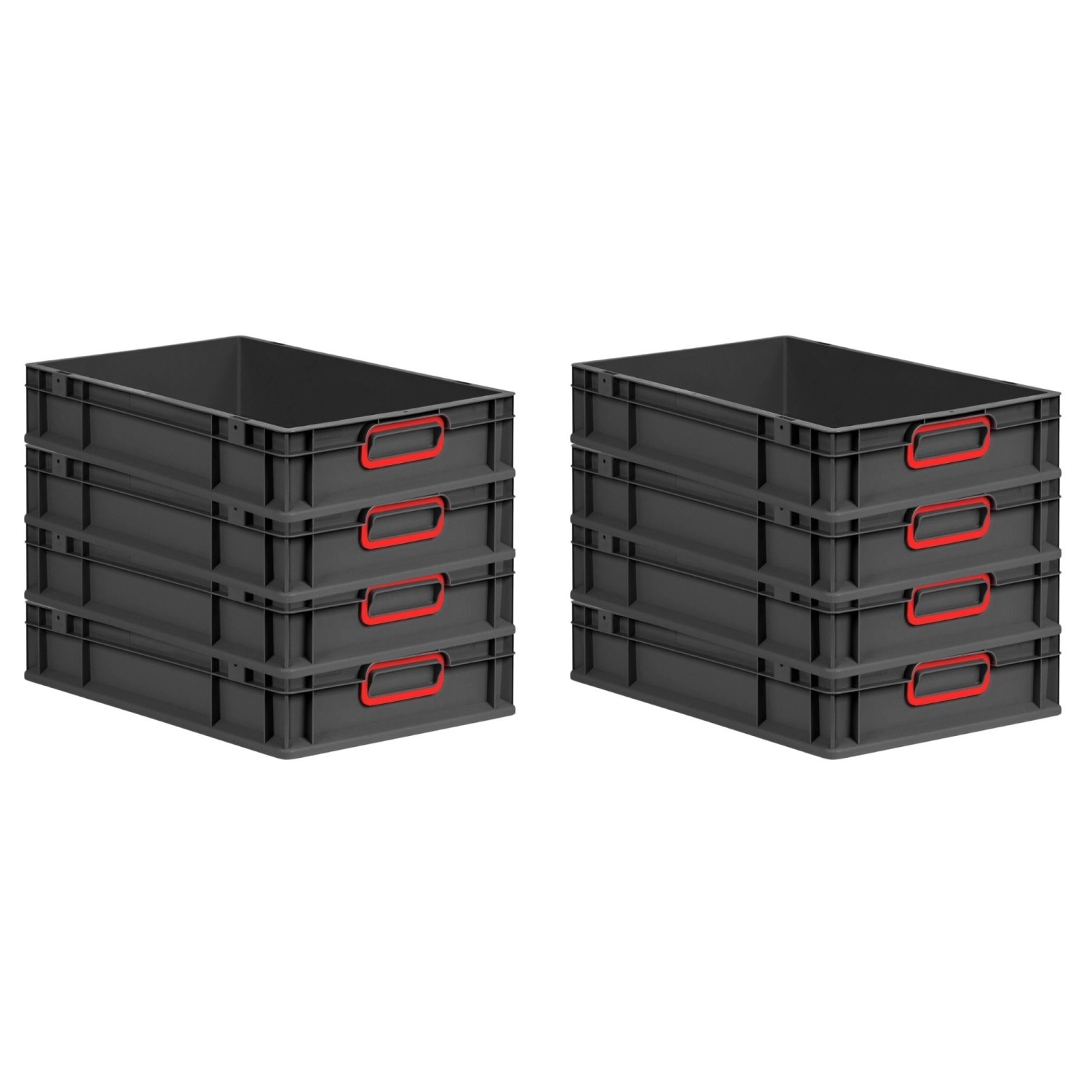 PROREGAL SuperSparSet 8x Eurobox Nextgen Color HxBxT 12x40x60cm 23 Liter Griffe Rot Geschlossen Schwarz Eurobehälter Transportbox Transportbehälter von PROREGAL