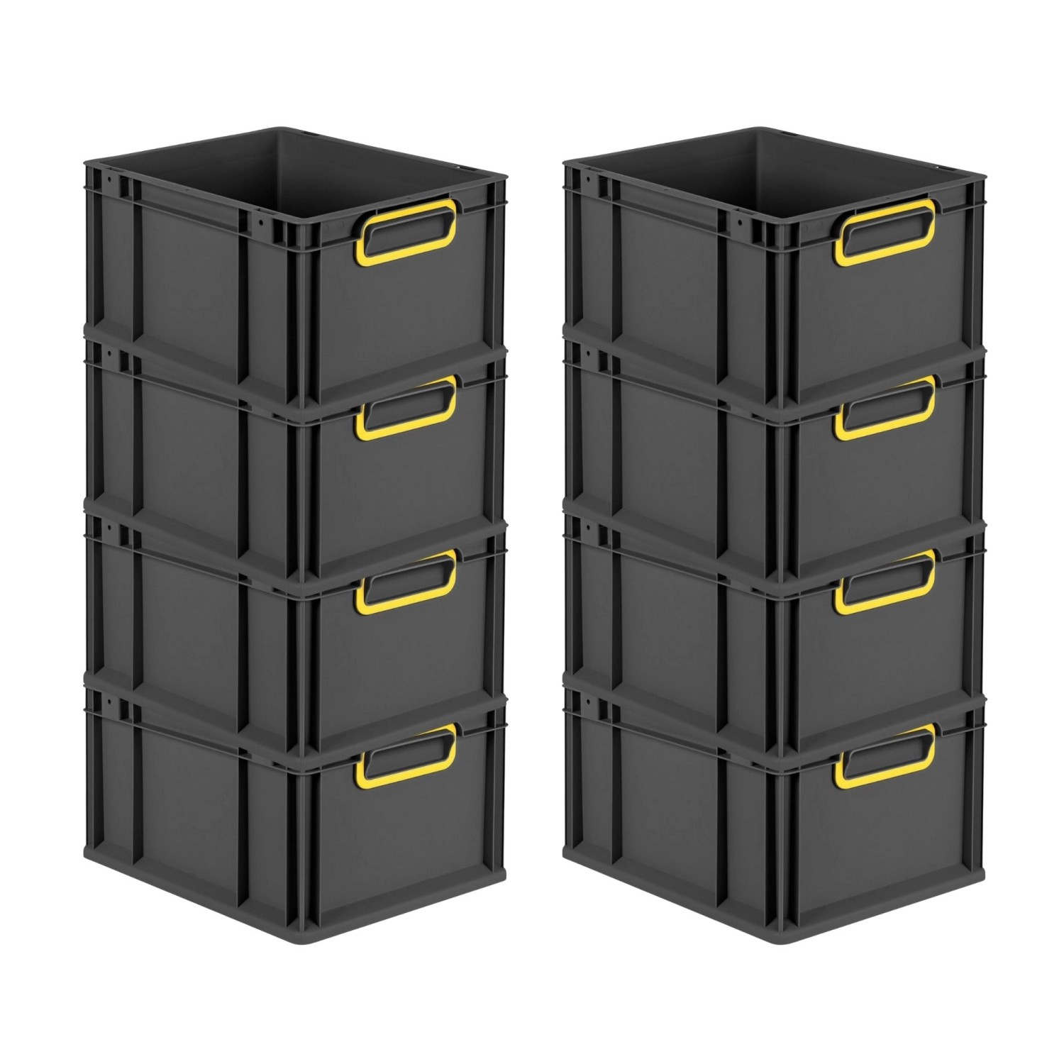 PROREGAL SuperSparSet 8x Eurobox Nextgen Color HxBxT 22x30x40cm 20 Liter Griffe Gelb Geschlossen Schwarz Eurobehälter Transportbox Transportbehälter von PROREGAL