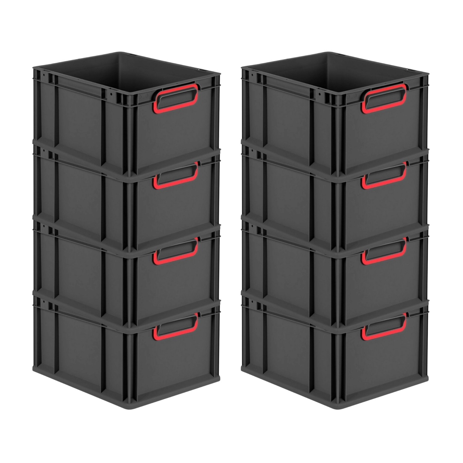 PROREGAL SuperSparSet 8x Eurobox Nextgen Color HxBxT 22x30x40cm 20 Liter Griffe Rot Geschlossen Schwarz Eurobehälter Transportbox Transportbehälter von PROREGAL