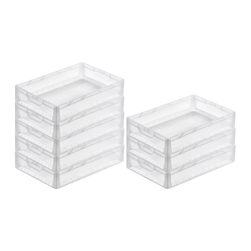PROREGAL SuperSparSet 8x Transparenter Eurobehälter LightLine mit Offenem Griff HxBxT 12 x 40 x 60 cm 24 Liter Eurobox Transportbox von PROREGAL