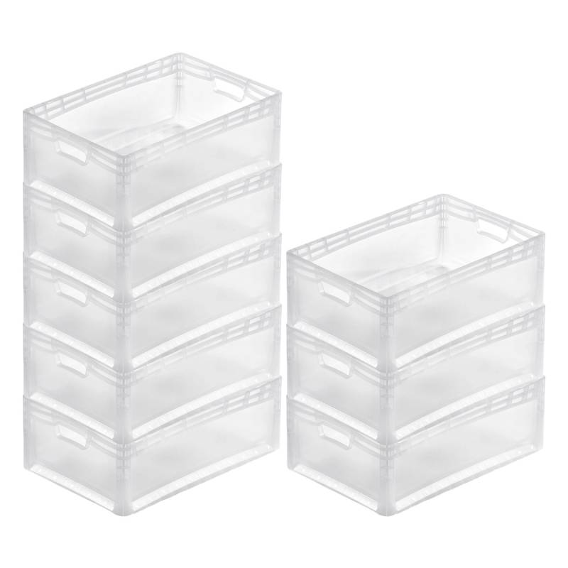 PROREGAL SuperSparSet 8x Transparenter Eurobehälter LightLine mit Offenem Griff HxBxT22 x 40 x 60 cm 46 Liter Eurobox Transportbox von PROREGAL