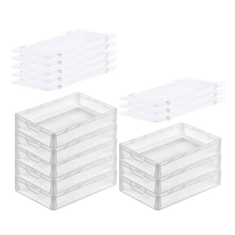 PROREGAL SuperSparSet 8x Transparenter Eurobehälter LightLine mit Offenem Griff und Scharnierdeckel HxBxT 12 x 40 x 60 cm 24 Liter Eurobox von PROREGAL
