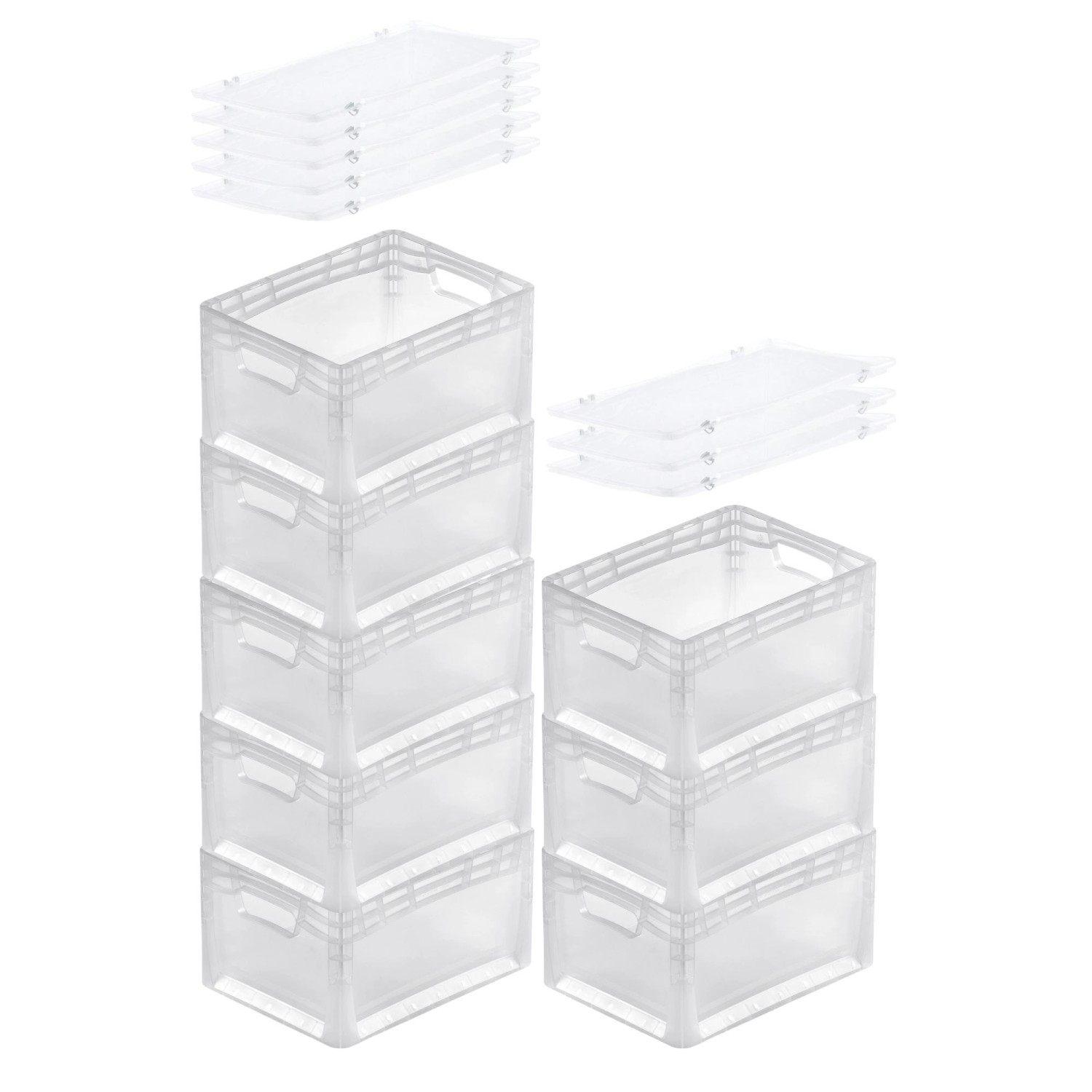 PROREGAL SuperSparSet 8x Transparenter Eurobehälter LightLine mit Offenem Griff und Scharnierdeckel HxBxT 22 x 30 x 40 cm 24 Liter Eurobox PROREGAL SuperSparSet 8x Transparenter Eurobehälter LightLine mit Offenem Griff und Scharnierdeckel HxBxT 22 x 30 x 40 cm 24 Liter Eurobox von PROREGAL