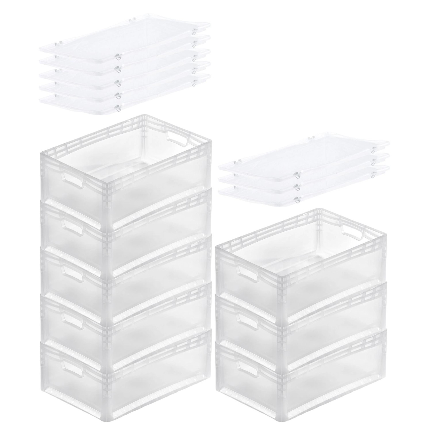 PROREGAL SuperSparSet 8x Transparenter Eurobehälter LightLine mit Offenem Griff und Scharnierdeckel HxBxT22 x 40 x 60 cm 46 Liter Eurobox PROREGAL SuperSparSet 8x Transparenter Eurobehälter LightLine mit Offenem Griff und Scharnierdeckel HxBxT22 x 40 x 60 cm 46 Liter Eurobox von PROREGAL