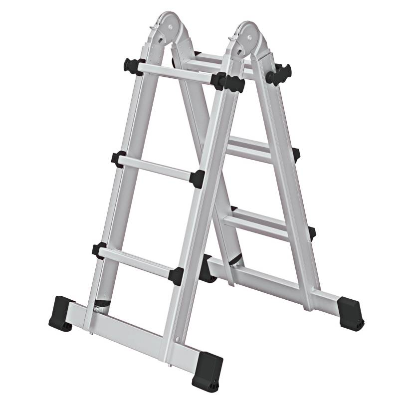 PROREGAL Teleskopleiter 4-Teilig mit Traverse 4 x 3 Sprossen von PROREGAL