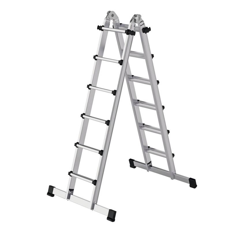 PROREGAL Teleskopleiter 4-Teilig mit Traverse 4 x 6 Sprossen von PROREGAL
