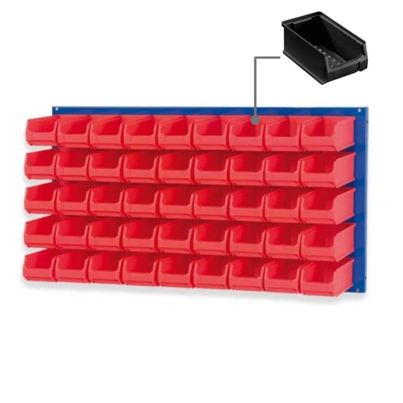 PROREGAL Trägersystem Blaue Systemplatte mit 45 x Leitfähigen Sichtlagerboxen 2,0 Maße H x B 50 x 100 cm Sichtlagerbox Sichtlagerbehälter von PROREGAL