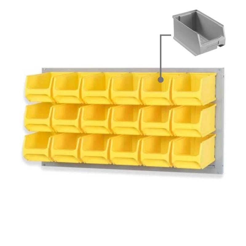 PROREGAL Trägersystem Graue Systemplatte mit 18 x Grauen Sichtlagerboxen 3,0 Maße H x B 50 x 100 cm Sichtlagerbox Sichtlagerbehälter von PROREGAL