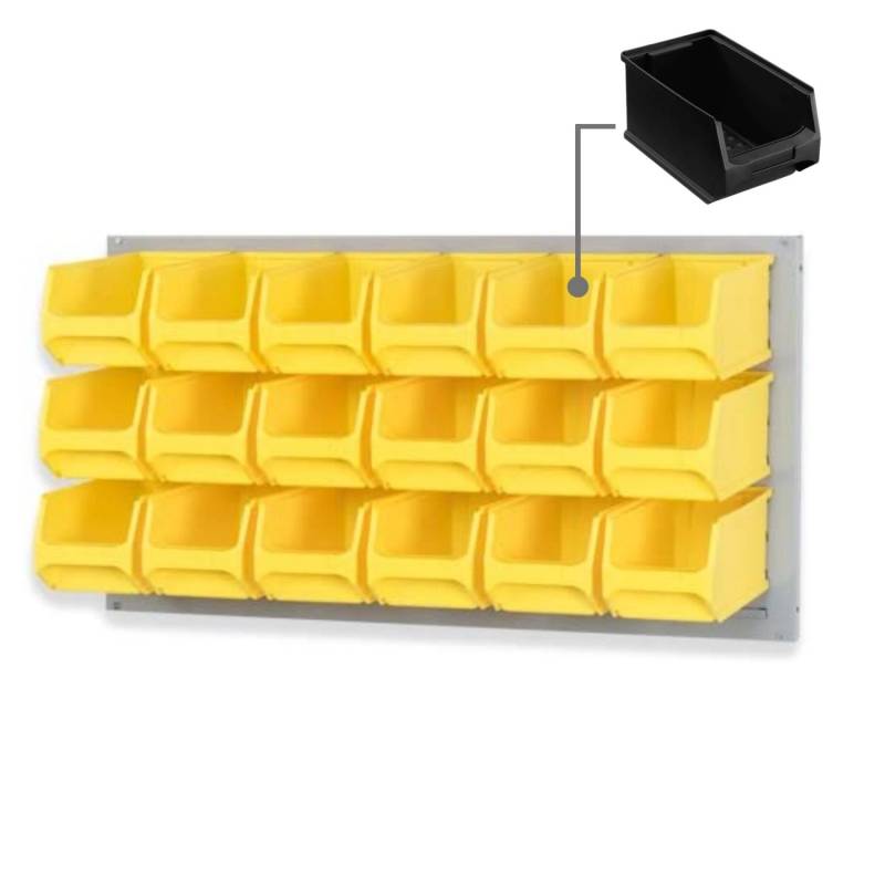 PROREGAL Trägersystem Graue Systemplatte mit 18 x Leitfähigen Sichtlagerboxen 3,0 Maße H x B 50 x 100 cm Sichtlagerbox Sichtlagerbehälter von PROREGAL