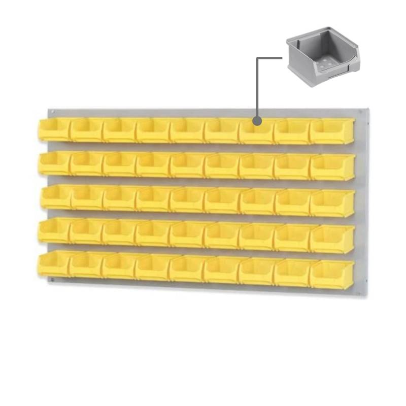 PROREGAL Trägersystem Graue Systemplatte mit 45 x Grauen Sichtlagerboxen 1,0 Maße H x B 50 x 100 cm Sichtlagerbox Sichtlagerbehälter von PROREGAL