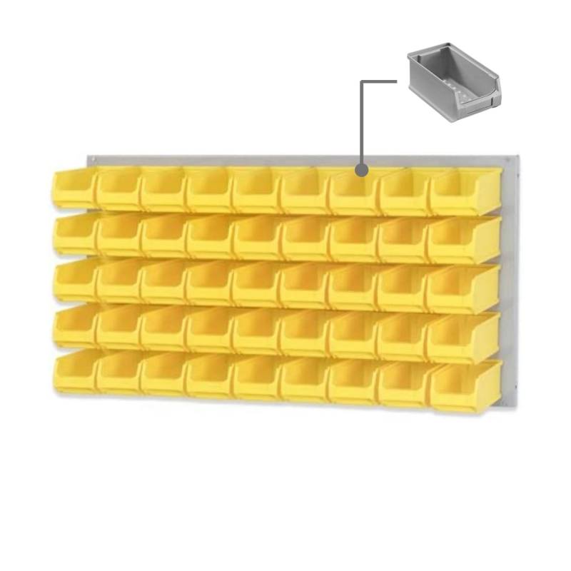 PROREGAL Trägersystem Graue Systemplatte mit 45 x Grauen Sichtlagerboxen 2,0 Maße H x B 50 x 100 cm Sichtlagerbox Sichtlagerbehälter von PROREGAL