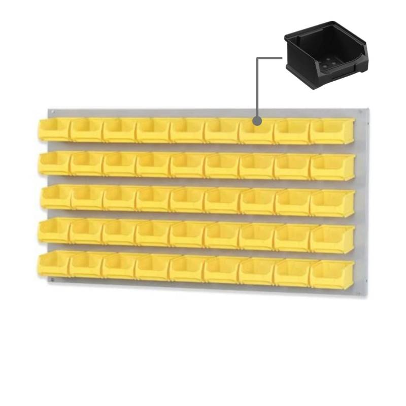 PROREGAL Trägersystem Graue Systemplatte mit 45 x Leitfähigen Sichtlagerboxen 1,0 Maße H x B 50 x 100 cm Sichtlagerbox Sichtlagerbehälter von PROREGAL