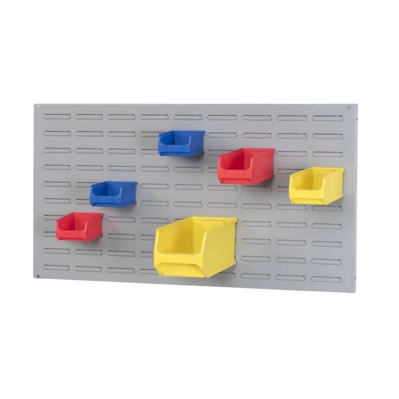 PROREGAL Trägersystem Graue Systemplatte mit 45 x Roten Sichtlagerboxen 1,0 Maße H x B 50 x 100 cm Sichtlagerbox Sichtlagerbehälter von PROREGAL