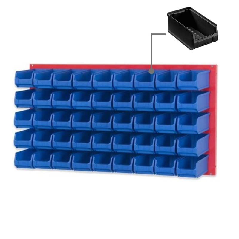 PROREGAL Trägersystem Rote Systemplatte mit 45 x Leitfähigen Sichtlagerboxen 2,0 Maße H x B 50 x 100 cm Sichtlagerbox Sichtlagerbehälter von PROREGAL