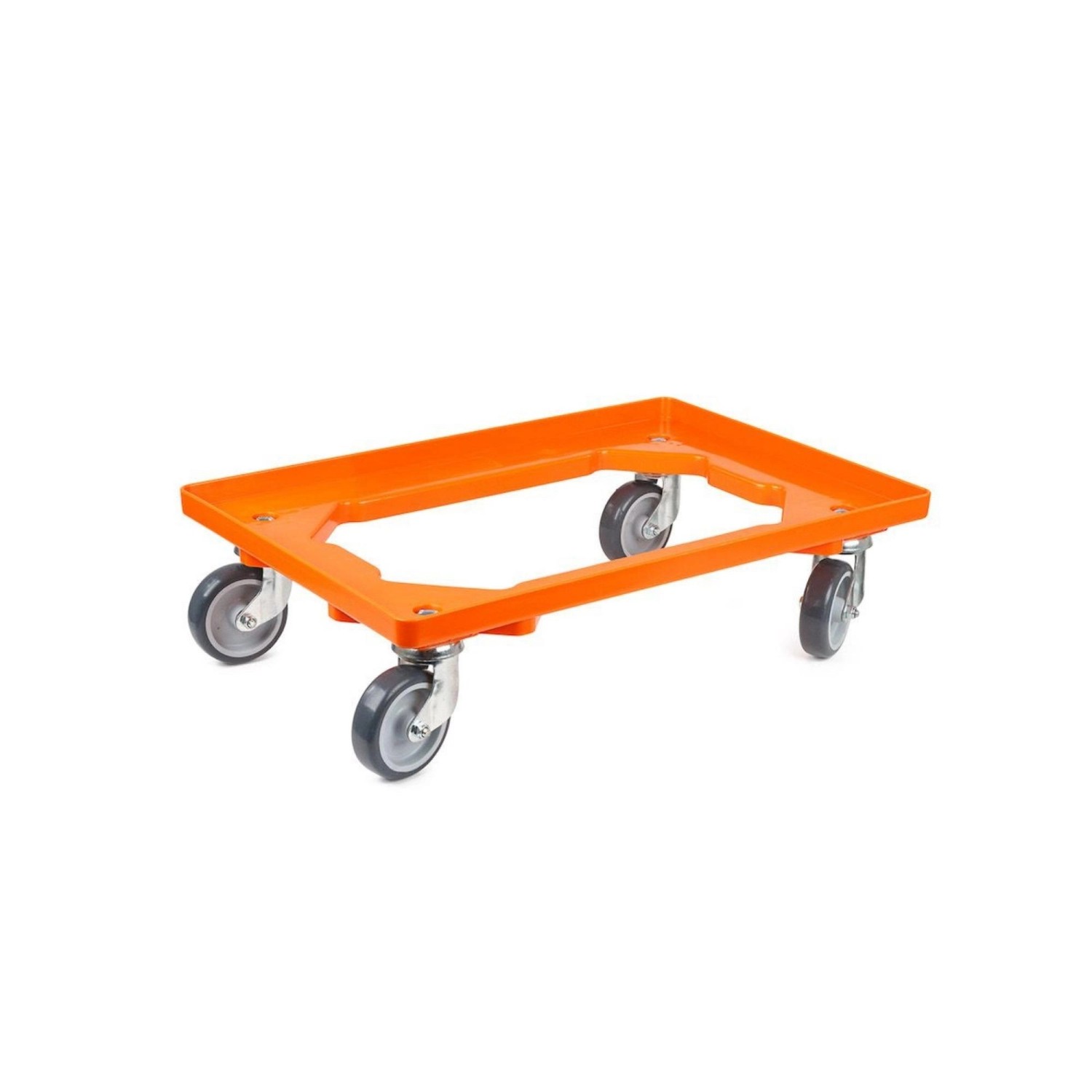PROREGAL Transportroller für Euroboxen 60 x 40 cm mit Gummiräder Orange Offenes Deck 2 Lenkrollen und 2 Bremsrollen Traglast 300 kg von PROREGAL