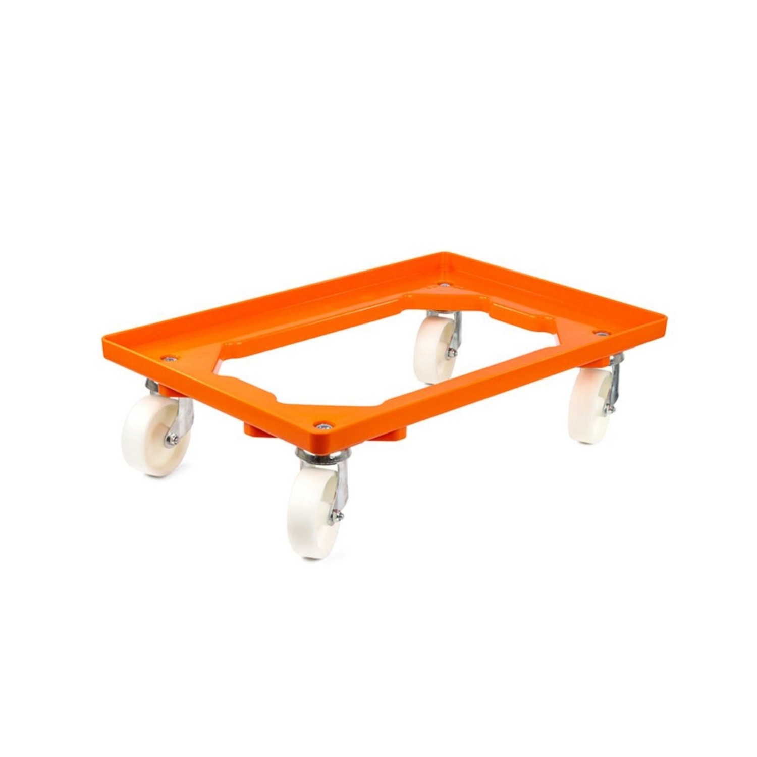 PROREGAL Transportroller für Euroboxen 60 x 40 cm mit Kunststoffräder Orange Offenes Deck 2 Lenkrollen und 2 Bremsrollen Traglast 300 kg von PROREGAL