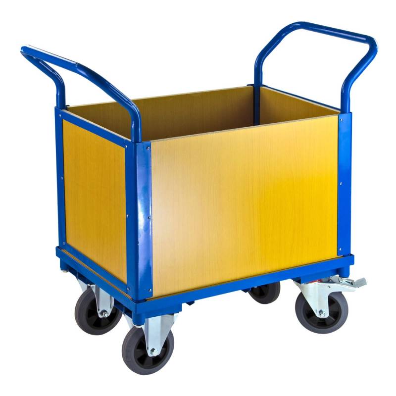 PROREGAL Transportwagen Doppelstirnwand 2 Wände HxBxL 94 x 50 x 102 cm Traglast 180 kg Lichtblau von PROREGAL