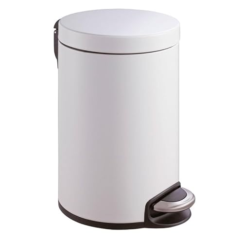 PROREGAL Treteimer mit stilvollem Pedal, leise schließendem Deckel & Kunststoffinneneimer | 20 Liter, HxBxT 45,5x29,2x36,6cm | Weiß von PROREGAL