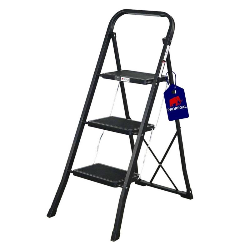 PROREGAL Trittleiter Klappbar 3 Geriffelte Stufen Aus Gummimatten 103x47x70cm Traglast 150kg Stahl Matt Schwarz Klapptritt Klappleiter Haushaltsleiter PROREGAL Trittleiter Klappbar 3 Geriffelte Stufen Aus Gummimatten 103x47x70cm Traglast 150kg Stahl Matt Schwarz Klapptritt Klappleiter Haushaltsleiter von PROREGAL