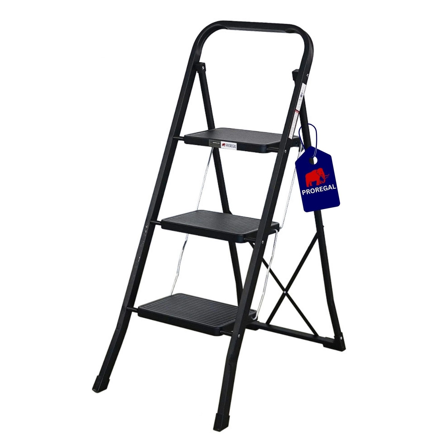 PROREGAL Trittleiter Klappbar 3 Geriffelte Stufen Aus Stahl 103x47x70cm Traglast 150kg Stahl Matt Schwarz Klapptritt Klappleiter Haushaltsleiter PROREGAL Trittleiter Klappbar 3 Geriffelte Stufen Aus Stahl 103x47x70cm Traglast 150kg Stahl Matt Schwarz Klapptritt Klappleiter Haushaltsleiter von PROREGAL