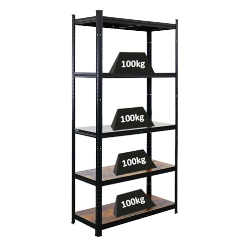 PROREGAL Vintage Series Schwerlastregal Ragnar für Gesamtlast 400 kg Maße: 180x90x40cm Vintagebraun-Schwarz, Kellerregal, Steckregal, Garagenregal, Lagerregal PROREGAL Vintage Series Schwerlastregal Ragnar für Gesamtlast 400 kg Maße: 180x90x40cm Vintagebraun-Schwarz, Kellerregal, Steckregal, Garagenregal, Lagerregal von PROREGAL