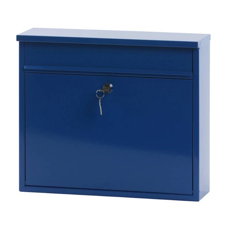 PROREGAL Wandbriefkasten Granadan Aus Stahl Mit Einwurfsklappe HxBxT 31,5 x 36 x 11 cm Einwurföffnung 32 x 4 cm Blau von PROREGAL