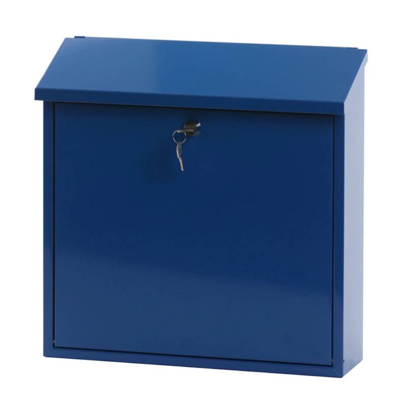 PROREGAL Wandbriefkasten Malagan Mit Zylinderschloss HxBxT 37 x 37 x 11,5 cm Einwurfsöffnung 35,8 x 4 cm Blau von PROREGAL