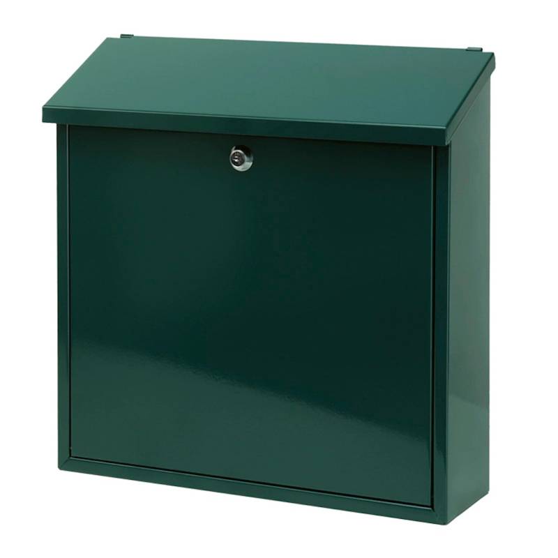 PROREGAL Wandbriefkasten Malagan Mit Zylinderschloss HxBxT 37 x 37 x 11,5 cm Einwurfsöffnung 35,8 x 4 cm Grün von PROREGAL