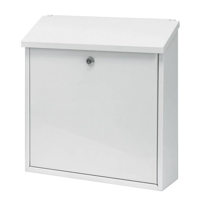 PROREGAL Wandbriefkasten Malagan Mit Zylinderschloss HxBxT 37 x 37 x 11,5 cm Einwurfsöffnung 35,8 x 4 cm Weiß von PROREGAL