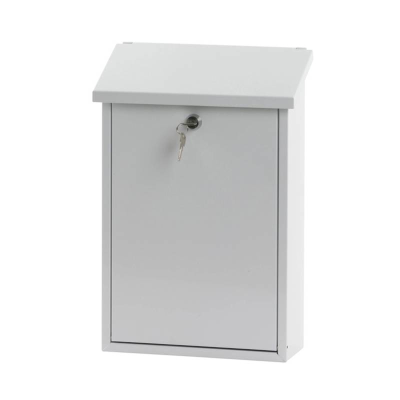 PROREGAL Wandbriefkasten Toledon Mit Schrägdach & Zylinderschloß HxBxT 40 x 27 x 12 cm Einwurföffnung 25 x 4 cm Weiß von PROREGAL