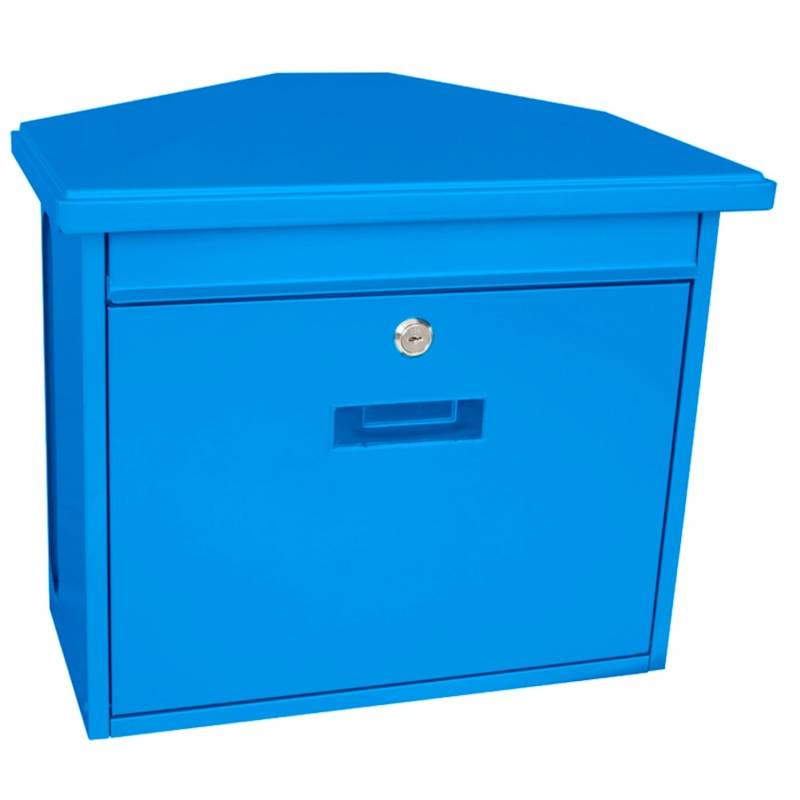 PROREGAL Wandbriefkasten Zamoran Aus Verzinktem Stahl Mit Namensschild HxBxT 34,5 x 39,2 x 20,5 cm Einwurföffnung 32 x 2 cm Blau von PROREGAL