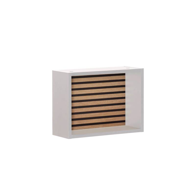 PROREGAL Wandregal Zebra HxBxT 30 x 40 x 16 cm 1 x Würfelregal Akustikpaneele Eiche & Weiß von PROREGAL