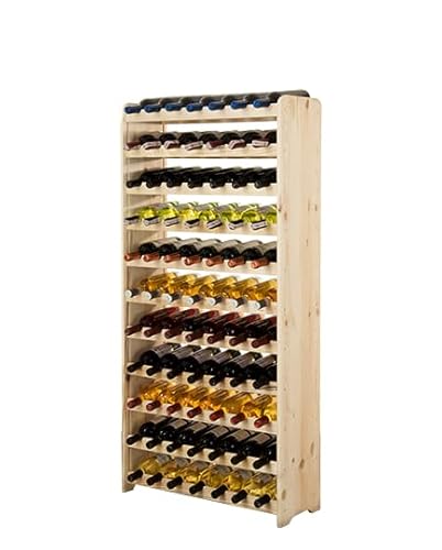 PROREGAL Weinregal PINOTWINE C | HxBxT 138,4x72,8x26,5cm | 77 Flaschen | Massives Kiefernholz | Natur unbehandelt | Weinhalter Weinständer Flaschenständer Flaschenregal Holzregal von PROREGAL