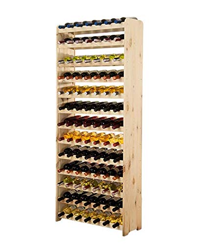 PROREGAL Weinregal PINOTWINE C | HxBxT 164x72,8x26,5cm | 91 Flaschen | Massives Kiefernholz | Natur unbehandelt | Weinhalter Weinständer Flaschenständer Flaschenregal Holzregal von PROREGAL