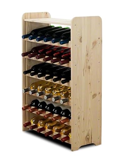 PROREGAL Weinregal PINOTWINE C | HxBxT 87,2x63,2x26,5cm | 36 Flaschen | Massives Kiefernholz | Natur unbehandelt | Weinhalter Weinständer Flaschenständer Flaschenregal Holzregal von PROREGAL