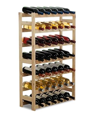 PROREGAL Weinregal PINOTWINE | HxBxT 102x63x25cm | 42 Flaschen | Massives Kiefernholz | Natur unbehandelt | Weinhalter Weinständer Flaschenständer Flaschenregal Holzregal von PROREGAL