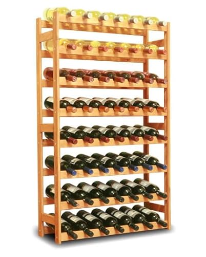 PROREGAL Weinregal PINOTWINE | HxBxT 118x72x25cm | 56 Flaschen | Massives Kiefernholz | Rotbraun geölt | Weinhalter Weinständer Flaschenständer Flaschenregal Holzregal von PROREGAL