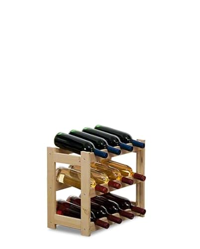 PROREGAL Weinregal PINOTWINE | HxBxT 38x43x25cm | 12 Flaschen | Massives Kiefernholz | Natur unbehandelt | Weinhalter Weinständer Flaschenständer Flaschenregal Holzregal von PROREGAL