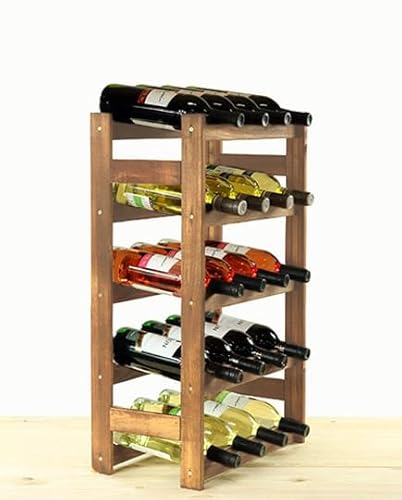 PROREGAL Weinregal PINOTWINE | HxBxT 70x43x25cm | 20 Flaschen | Massives Kiefernholz | Braun geölt | Weinhalter Weinständer Flaschenständer Flaschenregal Holzregal von PROREGAL