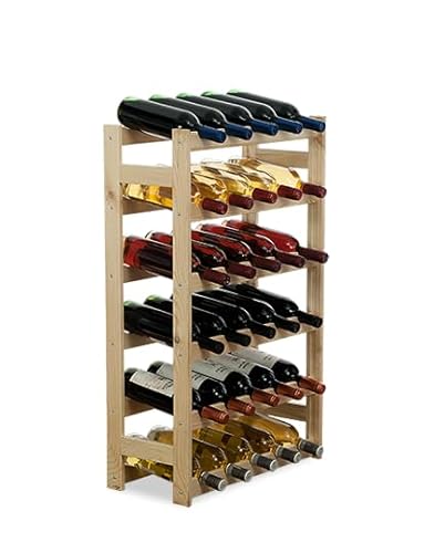 PROREGAL Weinregal PINOTWINE | HxBxT 86x53x25cm | 30 Flaschen | Massives Kiefernholz | Natur unbehandelt | Weinhalter Weinständer Flaschenständer Flaschenregal Holzregal von PROREGAL