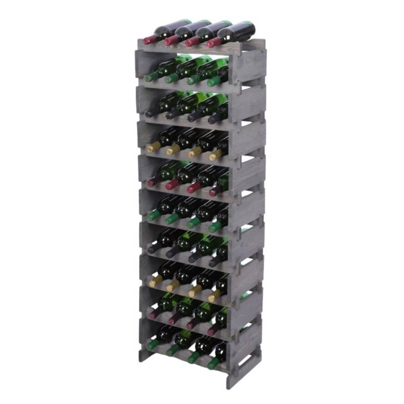 PROREGAL Weinregal VINOTECA FLEX PRO HxBxT 135x46x28cm 40 Flaschen Auf 10 Ebenen Massives Kiefernholz Grau von PROREGAL