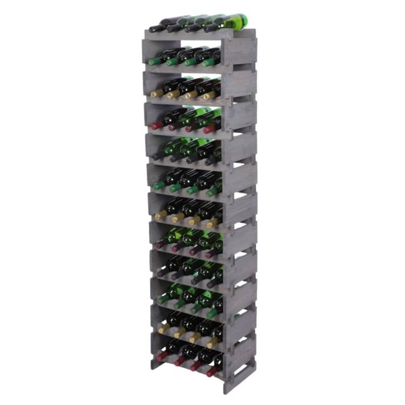 PROREGAL Weinregal VINOTECA FLEX PRO HxBxT 163x46x28cm 48 Flaschen Auf 12 Ebenen Massives Kiefernholz Grau von PROREGAL