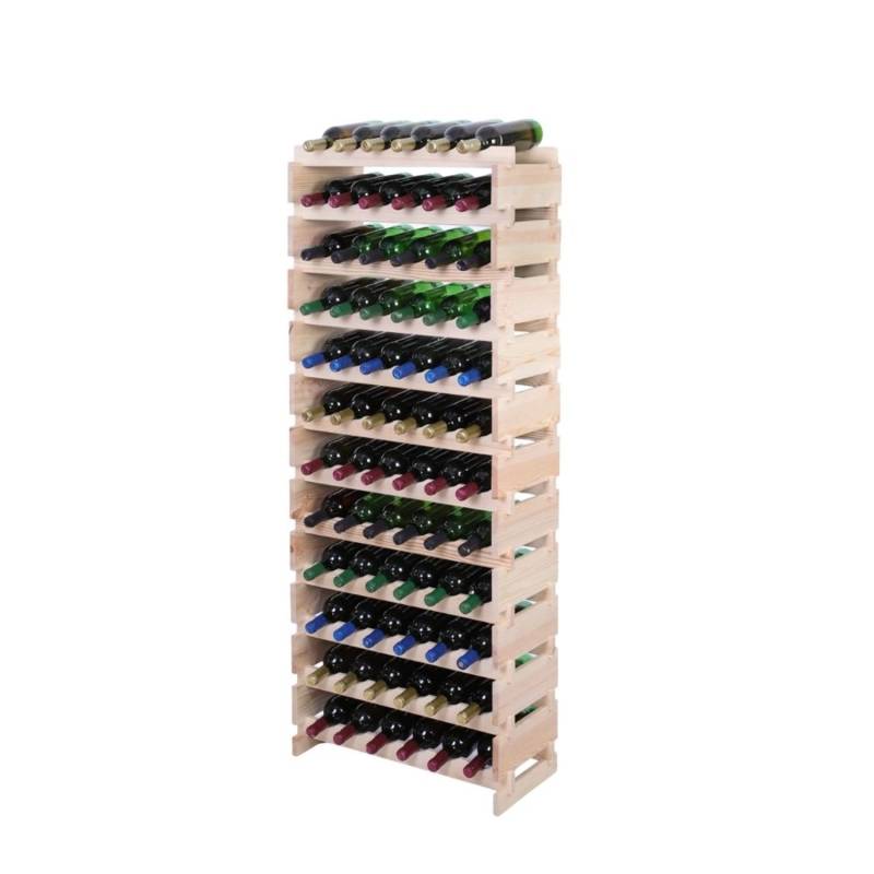 PROREGAL Weinregal VINOTECA FLEX PRO HxBxT 163x65x28cm 72 Flaschen Auf 12 Ebenen Massives Kiefernholz Natur Unbehandelt von PROREGAL