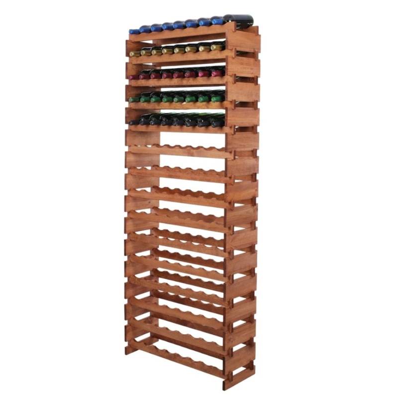 PROREGAL Weinregal VINOTECA FLEX PRO HxBxT 205x84x28cm 120 Flaschen Auf 15 Ebenen Massives Kiefernholz Braun Geölt von PROREGAL