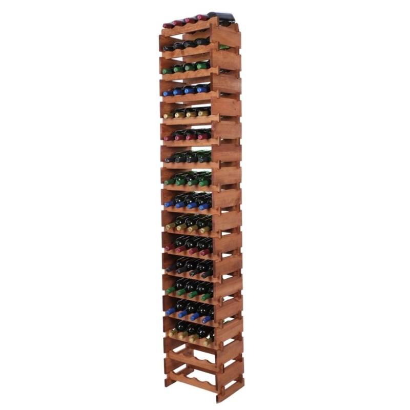 PROREGAL Weinregal VINOTECA FLEX PRO HxBxT 233x46x28cm 68 Flaschen Auf 17 Ebenen Massives Kiefernholz Braun Geölt von PROREGAL