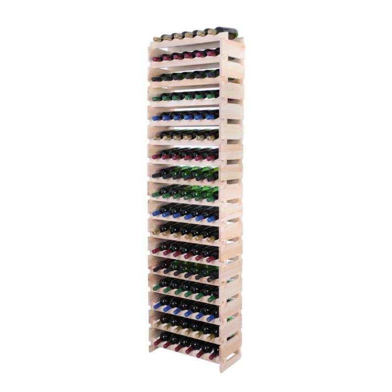 PROREGAL Weinregal VINOTECA FLEX PRO HxBxT 233x65x28cm 102 Flaschen Auf 17 Ebenen Massives Kiefernholz Natur Unbehandelt von PROREGAL