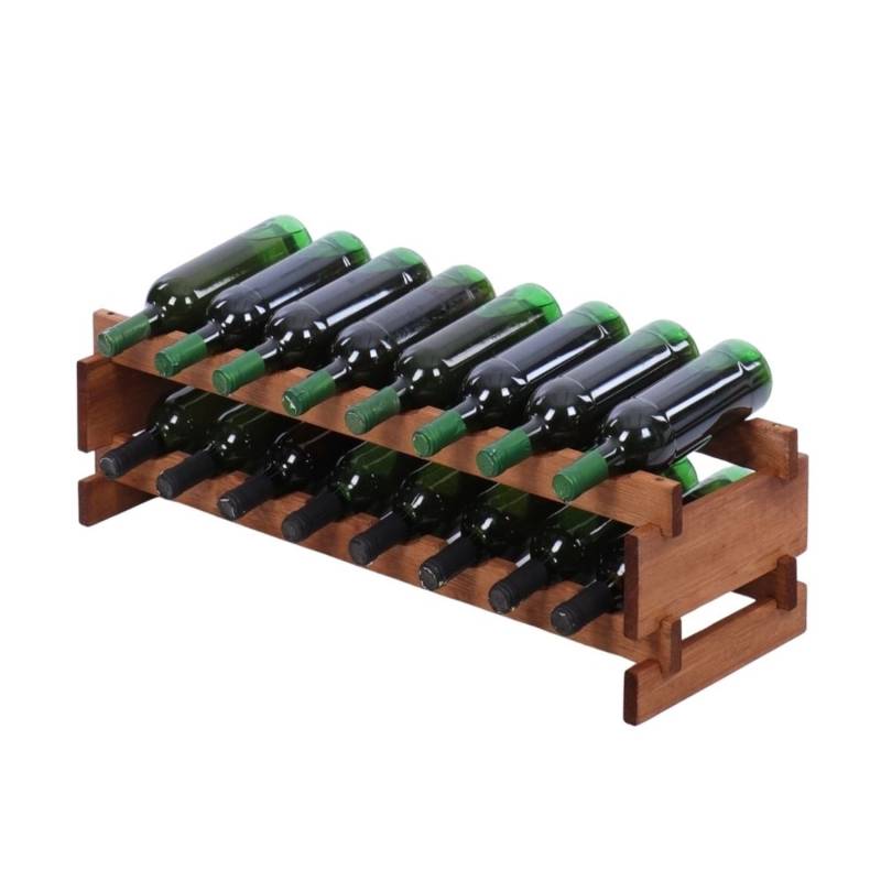 PROREGAL Weinregal VINOTECA FLEX PRO HxBxT 23x84x28cm 16 Flaschen Auf 2 Ebenen Massives Kiefernholz Braun Geölt von PROREGAL